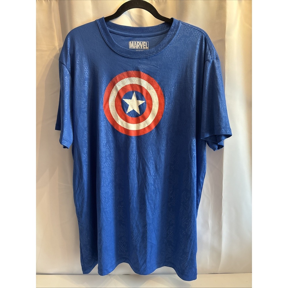 Captain America Marvel Blue 2XL T Shirt‎ Avengers Costume